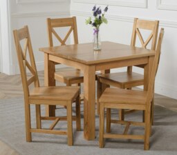 Rackhams Oslo 90 x 90cm Small Square Oak Dining Set with Berkeley Oak Chairs - 1 - Brown - 4 chairs - thumbnail 4