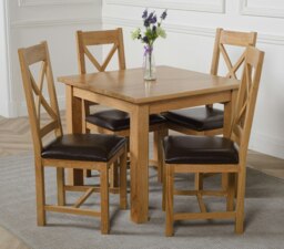 Rackhams Oslo 90 x 90cm Small Square Oak Dining Set with Berkeley Oak Chairs - 1 - Brown - 4 chairs - thumbnail 2
