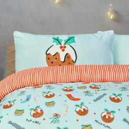 Rackhams Luxury Super Soft & Reversible Festive Christmas Puddings Duvet Set - Double - thumbnail 5