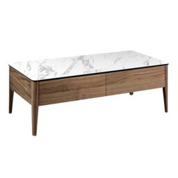 Rackhams Porcelain Marble and Walnut Rectangular Coffee Table 2049