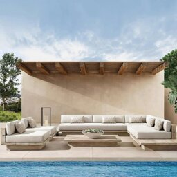 Rackhams Scott Rattan Outdoor Sofa Set, Wood Base Sofa - Single Day Bed 75*200*56cm - thumbnail 1