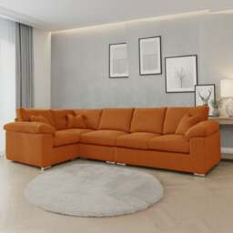 Rackhams Delta Full Jumbo Cord 5 Seater L Shaped Corner Sofa - Orange - Left Hand Facing