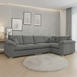 Rackhams Delta Full Jumbo Cord 5 Seater L Shaped Corner Sofa - Orange - Left Hand Facing - thumbnail 2