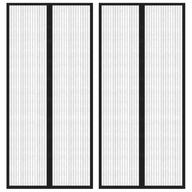 Rackhams Insect Door Curtains 2 pcs with Magnet Blocks Black 210x90 cm