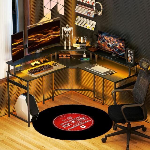 Rackhams L Shaped Desk Corner Computer Desk with Monitor Stand, Black - image 1
