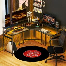 Rackhams L Shaped Desk Corner Computer Desk with Monitor Stand, Black - thumbnail 1