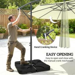 Rackhams 3(m) Banana Parasol Cantilever Umbrella Garden w/ Base Weights - Dark Grey - Modern - Cantilever Parasol - thumbnail 5
