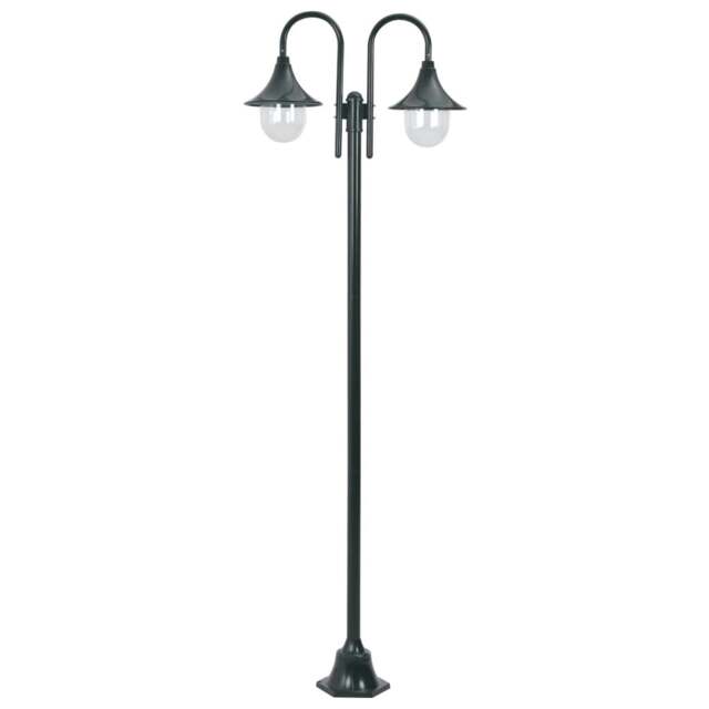 Rackhams Garden Post Light E27 220 cm Aluminium 2-Lantern Dark Green