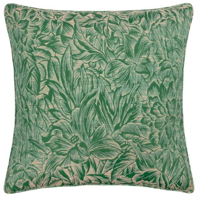 Rackhams Nature Grantley Jacquard Piped Cushion Cover - Emerald - 50cm x 50cm - Emerald - 100% Polyester - image 1
