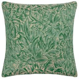 Rackhams Nature Grantley Jacquard Piped Cushion Cover - Emerald - 50cm x 50cm - Emerald - 100% Polyester - thumbnail 2