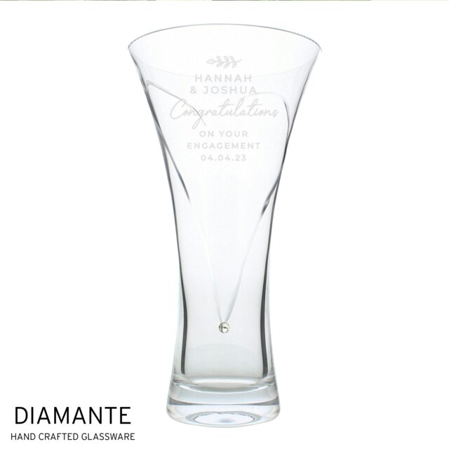 Rackhams Personalised Hand Cut Diamante Heart Vase - image 1