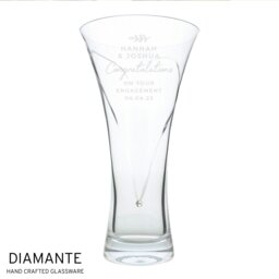 Rackhams Personalised Hand Cut Diamante Heart Vase - thumbnail 1