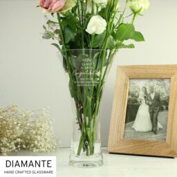 Rackhams Personalised Hand Cut Diamante Heart Vase - thumbnail 4