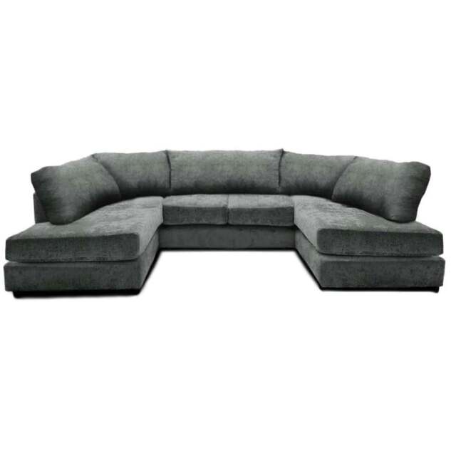Rackhams Ashton Full Back U Shaped Corner Sofa Chenille 6 Seater - Grey - image 1