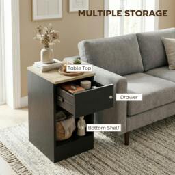 Rackhams Bedside Tables Set of 2, Nightstands for Bedroom, Living Room - Grey - thumbnail 5