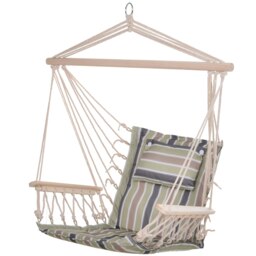 Rackhams Hammock Hanging Rope Chair Swing w/ Cushion 120KG Max Multicolor - thumbnail 6