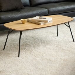 Rackhams Caracas Rectangular Coffee Table in Oak and Matt Black - brown - Black - 60 - thumbnail 3