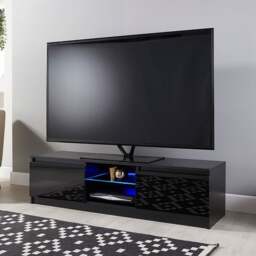 Rackhams Modern TV Stand Cabinet Black 140cm Matt Gloss Suitable for 42-65 Inch TV's - Black - 40cm - 35cm