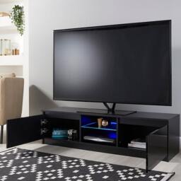 Rackhams Modern TV Stand Cabinet Black 140cm Matt Gloss Suitable for 42-65 Inch TV's - Black - 40cm - 35cm - thumbnail 3