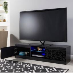 Rackhams Modern TV Stand Cabinet Black 140cm Matt Gloss Suitable for 42-65 Inch TV's - Black - 40cm - 35cm - thumbnail 5