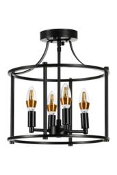 Rackhams Black Cage Metal Ceiling Light - Black - One Size - thumbnail 3