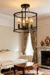 Rackhams Black Cage Metal Ceiling Light - Black - One Size - thumbnail 2