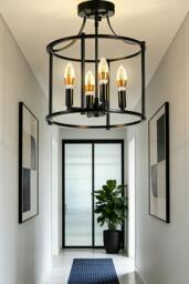 Rackhams Black Cage Metal Ceiling Light - Black - One Size - thumbnail 1