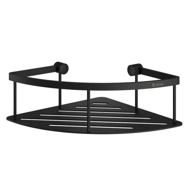 Rackhams Matt Black Corner Shower Basket - image 1