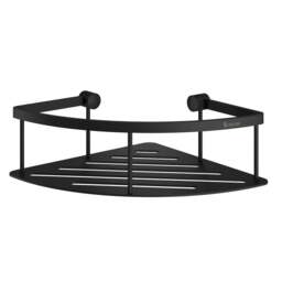 Rackhams Matt Black Corner Shower Basket - thumbnail 1
