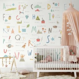 Rackhams Childrens Alphabet Illustrations Wall Mural - Pastel - Large - W350cm x H280cm - thumbnail 1