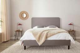 Rackhams Novara Grey Upholstered Panel Bed Frame - Double - thumbnail 2