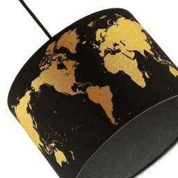 Rackhams Modern Shiny Gold Foil World Map Lamp Shade in Black Cotton Fabric - thumbnail 3