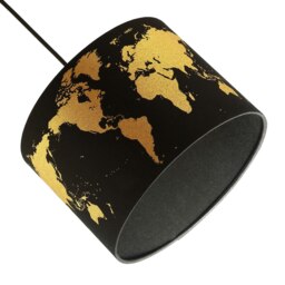 Rackhams Modern Shiny Gold Foil World Map Lamp Shade in Black Cotton Fabric - thumbnail 5