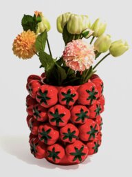 Rackhams Ceramic Tomato Vase - Large Red Fruit Design with 3D Detail - thumbnail 2