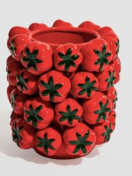 Rackhams Ceramic Tomato Vase - Large Red Fruit Design with 3D Detail - thumbnail 1
