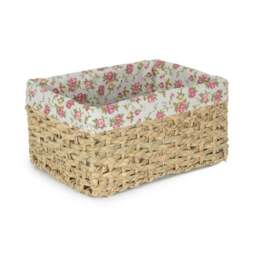 Rackhams Thatch Grass Woven Storage Basket with Garden Rose Cotton Lining - Small - thumbnail 6