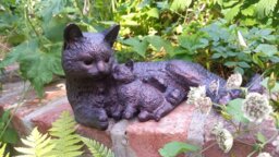 Rackhams Cat and Kitten Garden Sculpture Ornament Decor - Cast Aluminium - 1 - Bronze - thumbnail 4