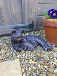 Rackhams Cat and Kitten Garden Sculpture Ornament Decor - Cast Aluminium - 1 - Bronze - thumbnail 6