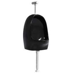 Rackhams Wall Hung Urinal with Flush Valve Ceramic Black - thumbnail 2