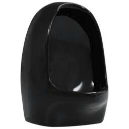 Rackhams Wall Hung Urinal with Flush Valve Ceramic Black - thumbnail 5