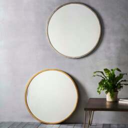 Rackhams Higgins Metal Round Wall Mirror Antique Gold - 80cm - Gold - thumbnail 4