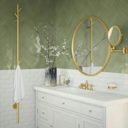 Rackhams Brushed Brass Electric Heated Tree Towel Hook Warmer (W)120mm x (H)1720mm Stainless Steel Wall Mounted Bathroom Hanger Peg - thumbnail 2