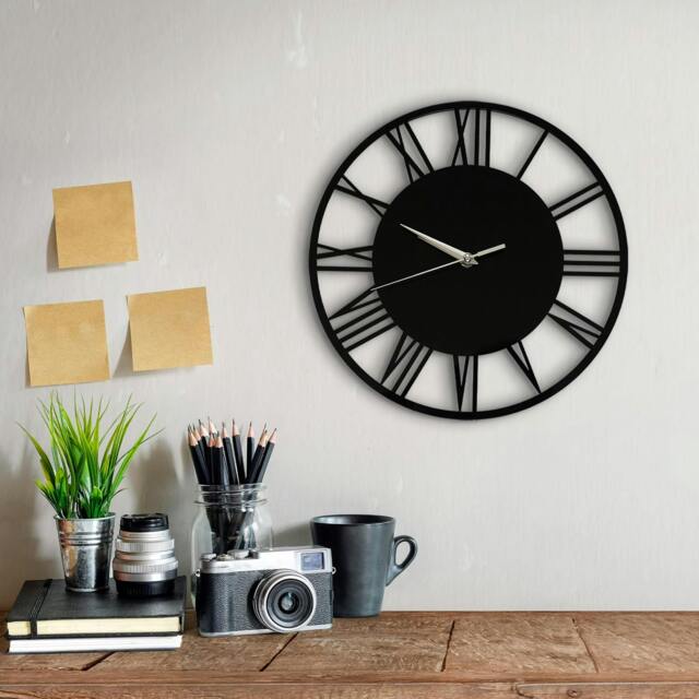 Rackhams WC2134 - Acrylic Gloss Roman Wall Clock Black - 30 cm / 11.8 in - image 1