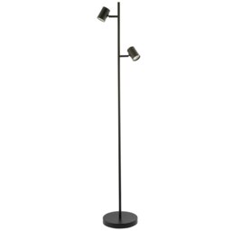 Rackhams LED Double Spot Black Metal Floor Lamp with Foot Switch and Adjustable Heads - thumbnail 2