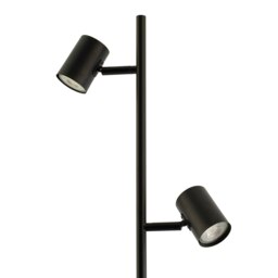 Rackhams LED Double Spot Black Metal Floor Lamp with Foot Switch and Adjustable Heads - thumbnail 3