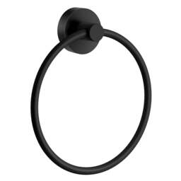 Rackhams Matt Black Towel Ring (W)17cm Wall Mounted with Concealed Screws Bathroom Towel Holder