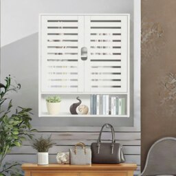 Rackhams Wooden Bathroom Wall Storage Cabinet Organiser White - thumbnail 2