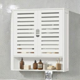 Rackhams Wooden Bathroom Wall Storage Cabinet Organiser White