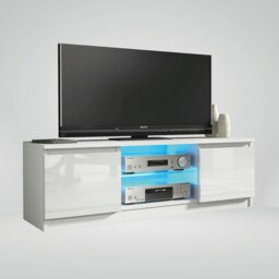Rackhams Stunning 120cm TV Unit Modern Cabinet TV Stand White High Gloss Free LED - 120 cm -  MDF/Chipboard - White Matt Body & White Gloss Doors - thumbnail 2