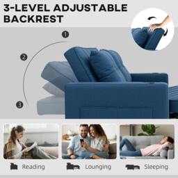 Rackhams 2 Seater Pull Out Sofa Bed with Pockets for Living Room, Dark Blue - thumbnail 5